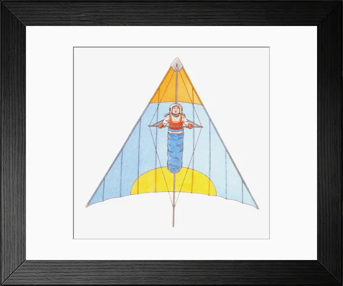 Framed Print : Illustration of a hang glider, view from below Framed Print : Illustration of a hang glider, view from below