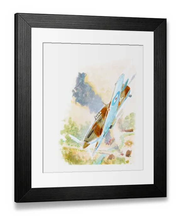 Framed Print : Illustration of Hawker Hurricane fighter plane, 2nd World War Framed Print : Illustration of Hawker Hurricane fighter plane, 2nd World War