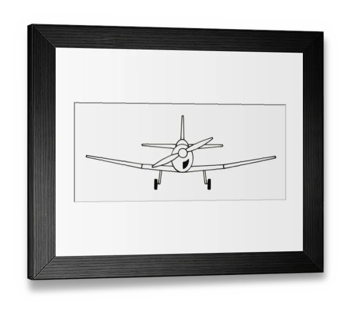 Framed Print : Black and white illustration of monoplane low-wing propeller aircraft Framed Print : Black and white illustration of monoplane low-wing propeller aircraft