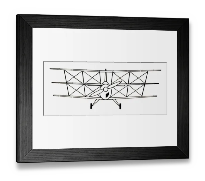 Framed Print : Black and white illustration of triplane propeller aircraft Framed Print : Black and white illustration of triplane propeller aircraft