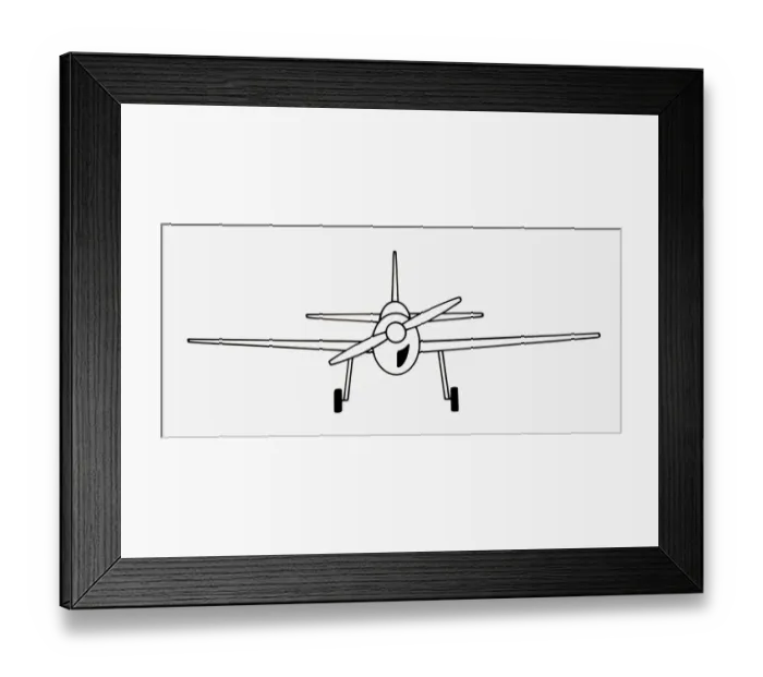 Framed Print : Black and white illustration of monoplane fixed mid-wing propeller aircraft Framed Print : Black and white illustration of monoplane fixed mid-wing propeller aircraft
