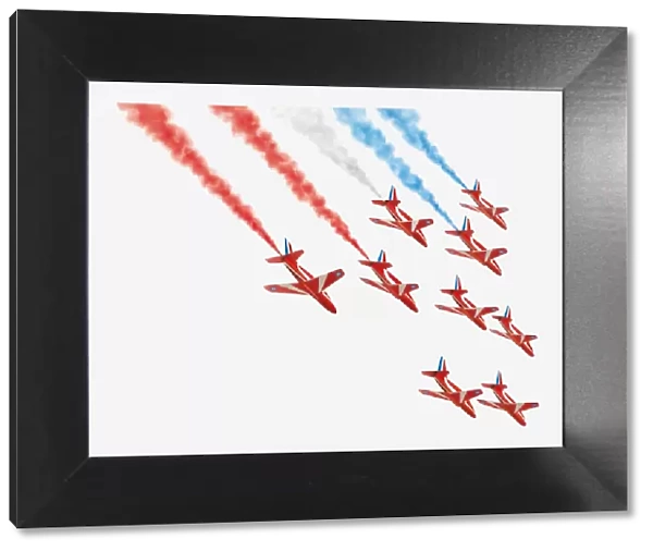 Illustration of Red Arrow planes flying in formation