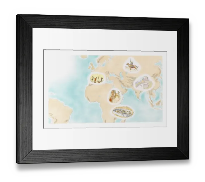 Framed Print : Illustration of Scythian Horsemen, Great Wall of China, Great Zimbabwe, Buhuya iron-working furnace, and Hallstatt Iron age societies around the world Framed Print : Illustration of Scythian Horsemen, Great Wall of China, Great Zimbabwe, Buhuya iron-working furnace, and Hallstatt Iron age societies around the world