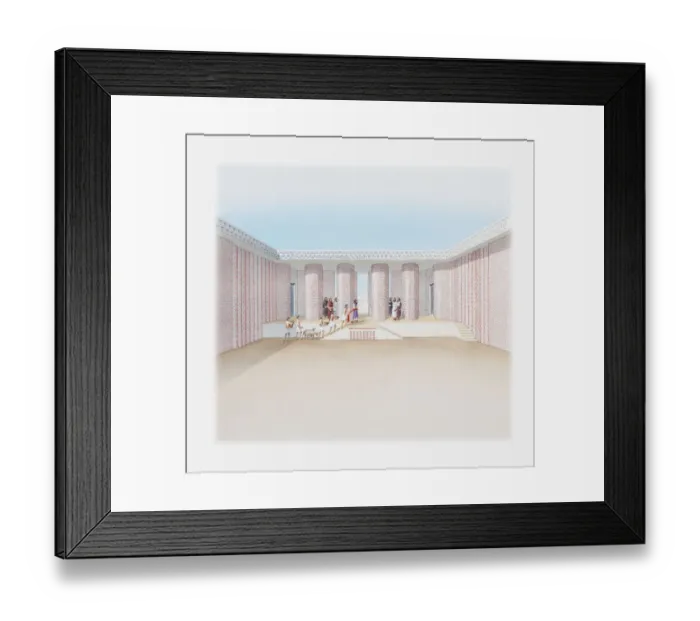 Framed Print : Illustration of reconstruction of Columned Hall and Cone Mosaic Court, Uruk, Southern Mesopotamia (3500-3000 BC) Framed Print : Illustration of reconstruction of Columned Hall and Cone Mosaic Court, Uruk, Southern Mesopotamia (3500-3000 BC)