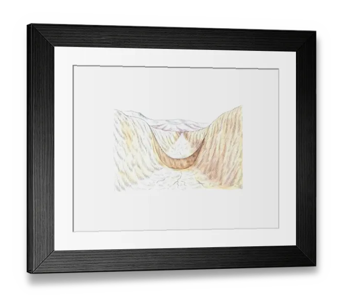 Framed Print : Illustration of ancient canal dug by the Hohokam people, Snaketown, Arizona Framed Print : Illustration of ancient canal dug by the Hohokam people, Snaketown, Arizona