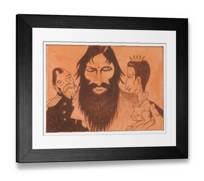 Framed Print : Cartoon of Griogri Rasputin, Nicholas II and his wife Alexandra Framed Print : Cartoon of Griogri Rasputin, Nicholas II and his wife Alexandra