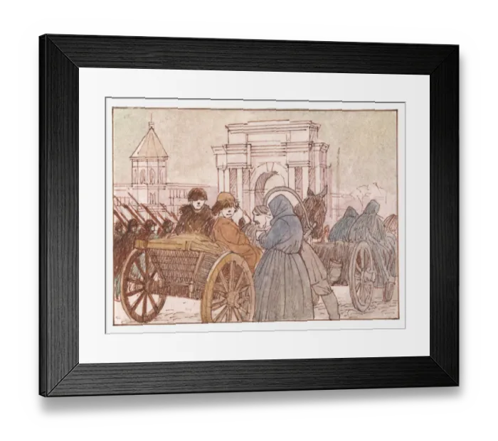 Framed Print : Illustration of refugees during Russian Revolution Framed Print : Illustration of refugees during Russian Revolution