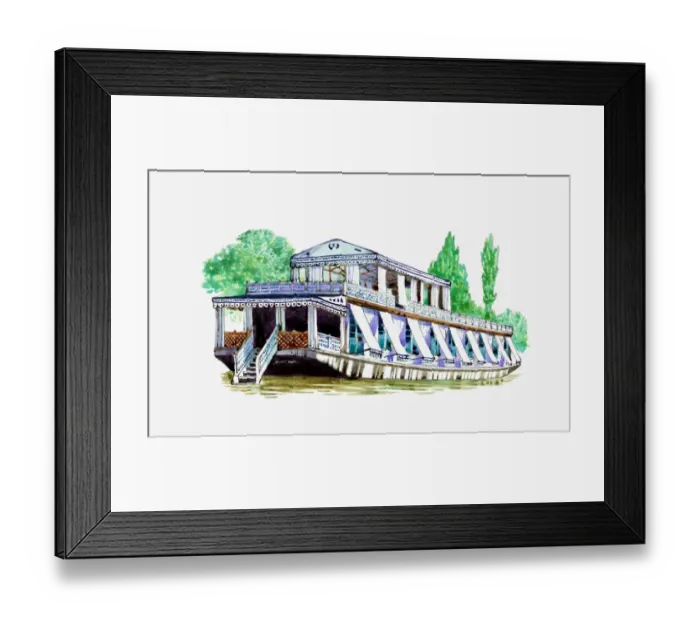 Framed Print : Illustration of Kashmiri houseboat Framed Print : Illustration of Kashmiri houseboat