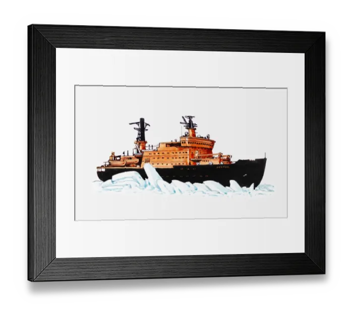 Framed Print : Illustration of ice-breaker moving through icy sea Framed Print : Illustration of ice-breaker moving through icy sea
