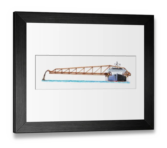 Framed Print : Illustration of dredger removing silt from seabed Framed Print : Illustration of dredger removing silt from seabed