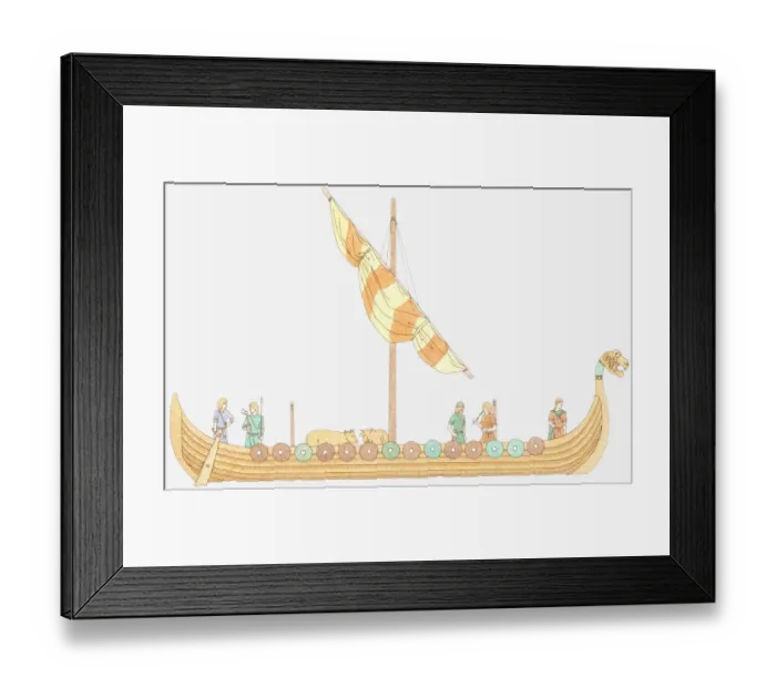 Framed Print : Illustration of Viking longship Framed Print : Illustration of Viking longship