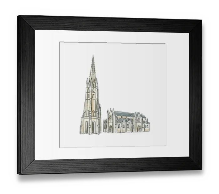 Framed Print : Illustration of Basilique Saint-Michel (St Michaels Basilica), Bordeaux, Gironde, France Framed Print : Illustration of Basilique Saint-Michel (St Michaels Basilica), Bordeaux, Gironde, France
