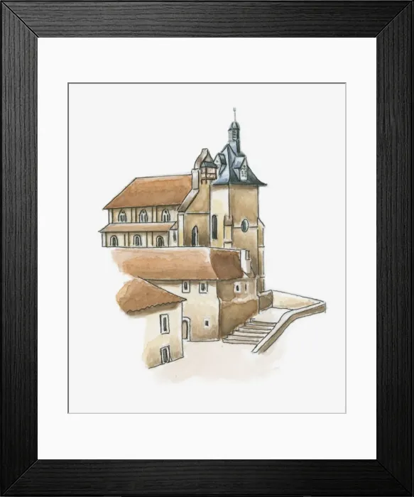 Framed Print : Illustration of Eglise Saint-Jacques, Bergerac, Dordogne, France Framed Print : Illustration of Eglise Saint-Jacques, Bergerac, Dordogne, France