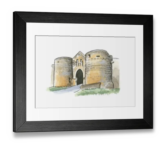 Framed Print : Illustration of Porte des Tours, Domme, Dordogne, France Framed Print : Illustration of Porte des Tours, Domme, Dordogne, France