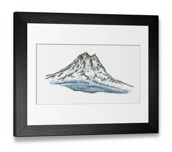 Framed Print : Illustration of mountain and lake Framed Print : Illustration of mountain and lake