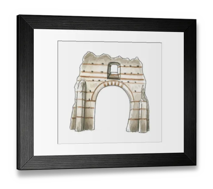 Framed Print : Illustration of Arc de Diane, Cahors, Lot, France Framed Print : Illustration of Arc de Diane, Cahors, Lot, France