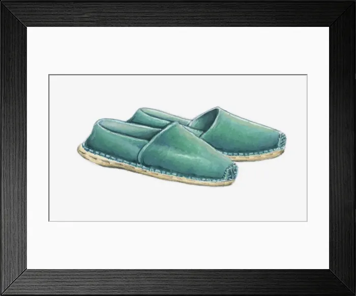 Framed Print : Illustration of a pair of green espadrilles Framed Print : Illustration of a pair of green espadrilles