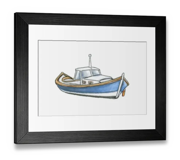 Framed Print : Illustration of French pinasse boat, to navigate shallow waters Framed Print : Illustration of French pinasse boat, to navigate shallow waters