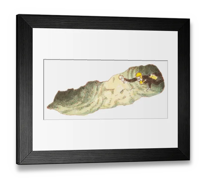 Framed Print : Illustration of a cave diver