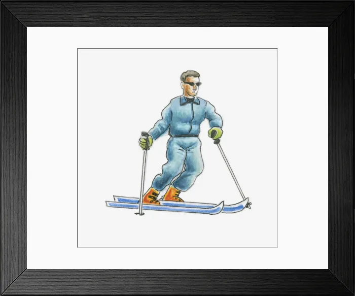 Framed Print : Illustration of a man skiing Framed Print : Illustration of a man skiing