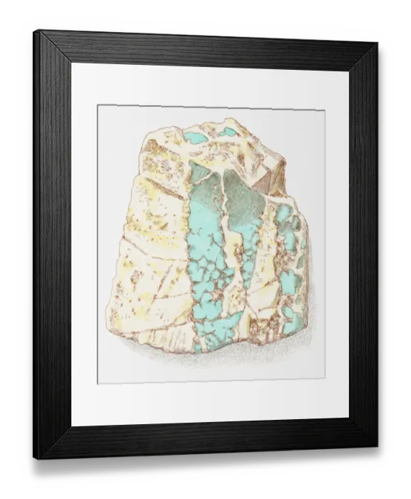 Framed Print : Illustration of turquoise in rough form Framed Print : Illustration of turquoise in rough form