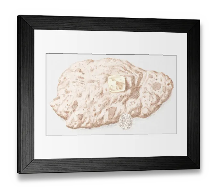 Framed Print : Illustration of diamond in rock and cut diamond Framed Print : Illustration of diamond in rock and cut diamond