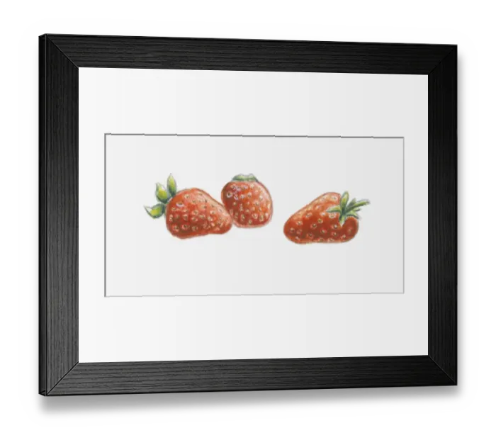 Framed Print : Illustration of three strawberries Framed Print : Illustration of three strawberries