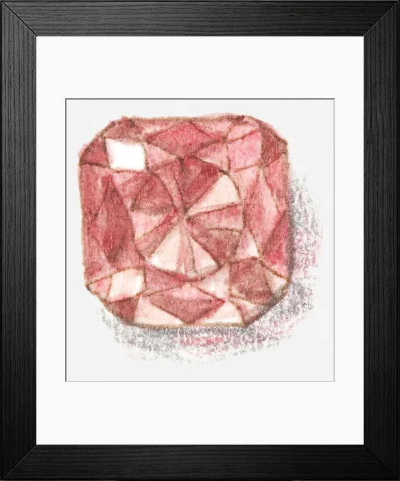 Framed Print : Illustration of cut ruby