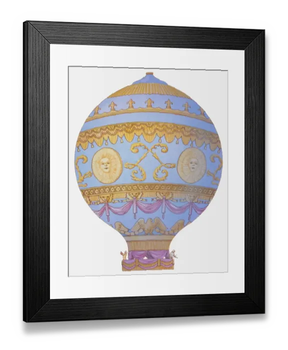 Framed Print : Illustration of Montgolfier brothers hot-air balloon, 1783