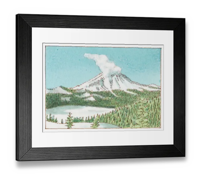 Framed Print : Illustration of Mount St Helens, Skamania County, Washington State, USA