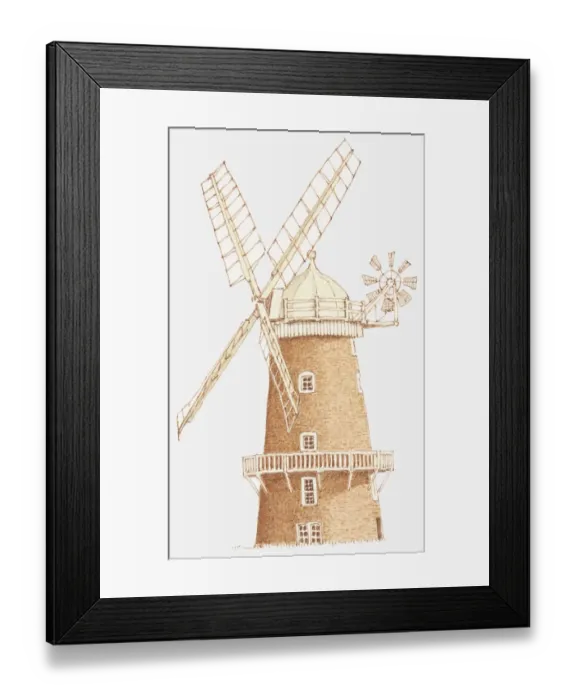 Framed Print : Illustration of a windmill Framed Print : Illustration of a windmill