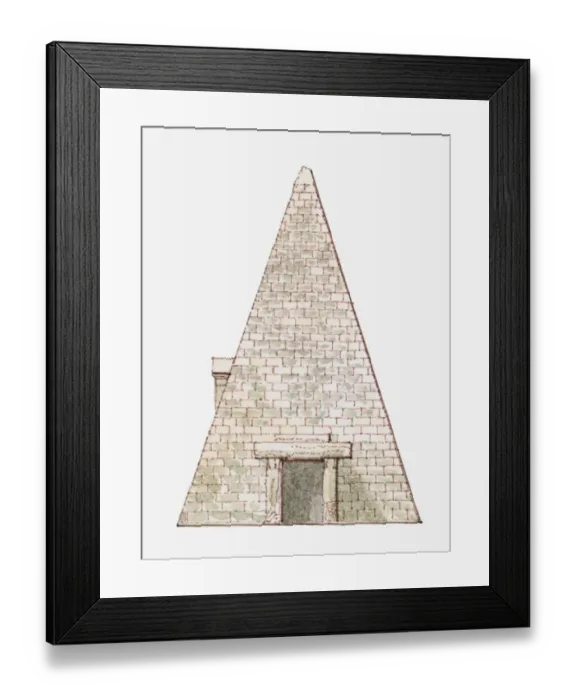 Framed Print : Illustration of Egyptian pyramid folly in Parc Monceau, Paris
