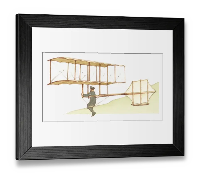 Framed Print : Illustration of Octave Chanutes biplane glider, 1897