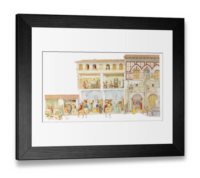 Framed Print : Illustration of street view of San Vitale in northern Italy in 1450 Framed Print : Illustration of street view of San Vitale in northern Italy in 1450