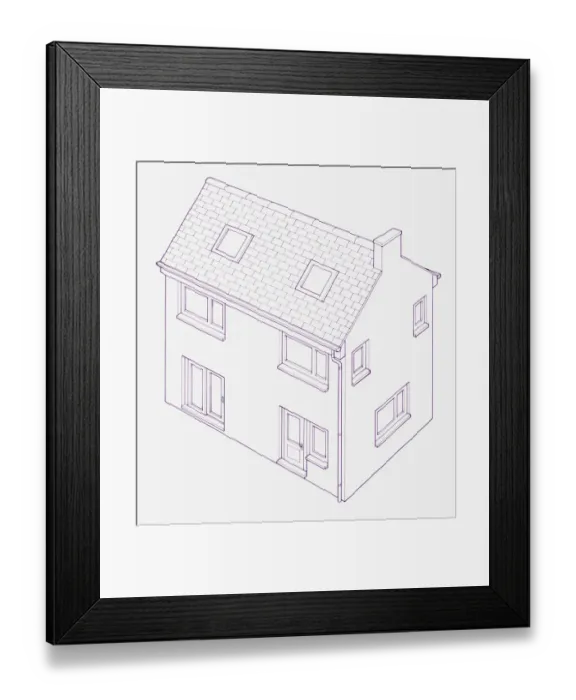 Framed Print : Blueprint illustration of house Framed Print : Blueprint illustration of house