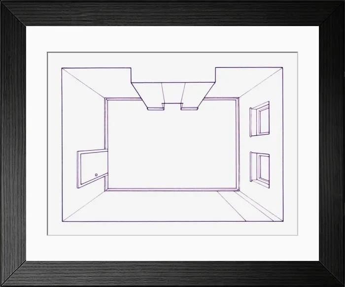 Framed Print : Blueprint illustration of of building interior Framed Print : Blueprint illustration of of building interior
