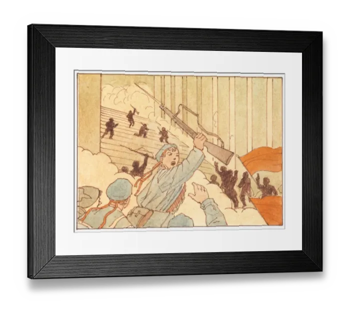 Framed Print : Illustration of bolsheviks gaining control of city during the Russian Revolution Framed Print : Illustration of bolsheviks gaining control of city during the Russian Revolution