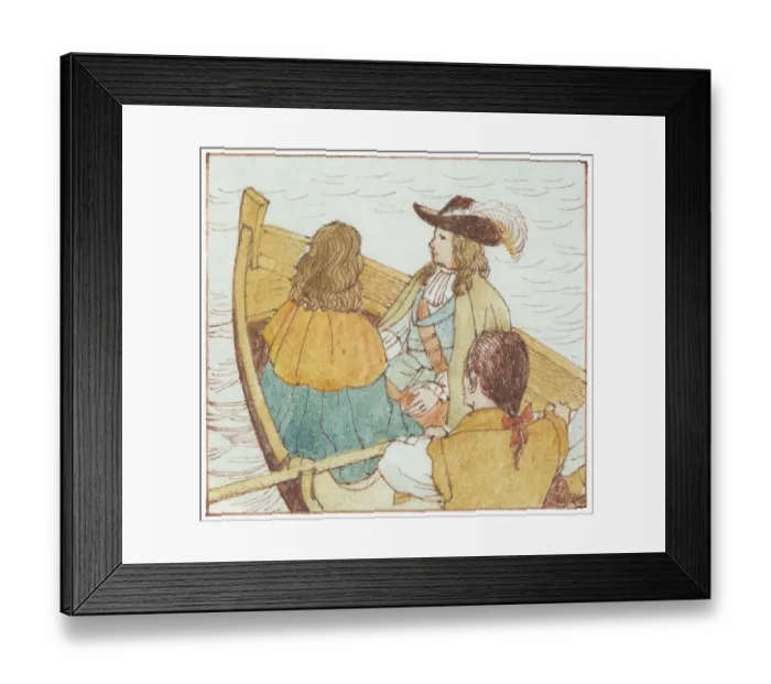 Framed Print : Illustration of Prince Charles fleeing to France by boat during the English Civil War in 1646 Framed Print : Illustration of Prince Charles fleeing to France by boat during the English Civil War in 1646
