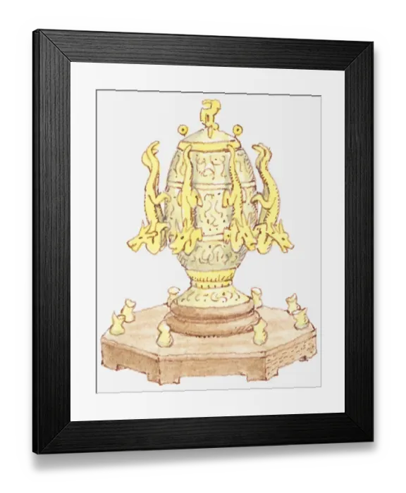 Framed Print : Illustration of ancient Chinese earthquake detector Framed Print : Illustration of ancient Chinese earthquake detector