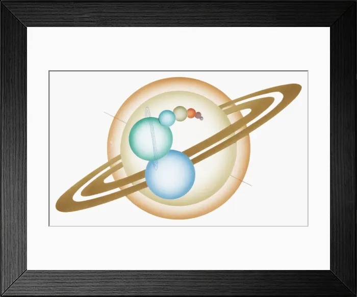 Framed Print : Illustration of the planets of the solar system shown with their relative sizes Framed Print : Illustration of the planets of the solar system shown with their relative sizes