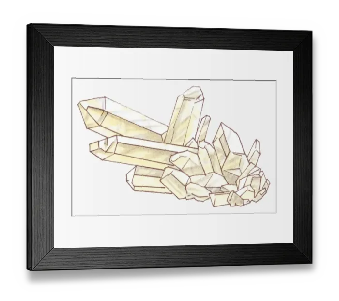 Framed Print : Illustration of Quartz crystals Framed Print : Illustration of Quartz crystals