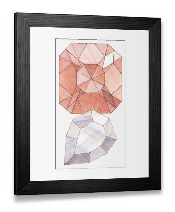 Framed Print : Illustration of ruby and diamond gemstones Framed Print : Illustration of ruby and diamond gemstones