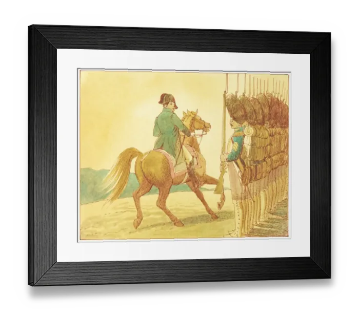 Framed Print : Illustration of Napoleon commanding his French army on horseback Framed Print : Illustration of Napoleon commanding his French army on horseback