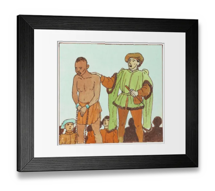 Framed Print : Illustration of slave being sold at auction