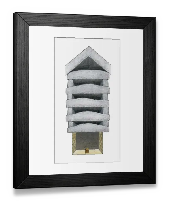 Framed Print : Illustration of Ancient Egyptian grave chamber showing five huge stone cavities made from granite slabs with sarcophagus at base Framed Print : Illustration of Ancient Egyptian grave chamber showing five huge stone cavities made from granite slabs with sarcophagus at base