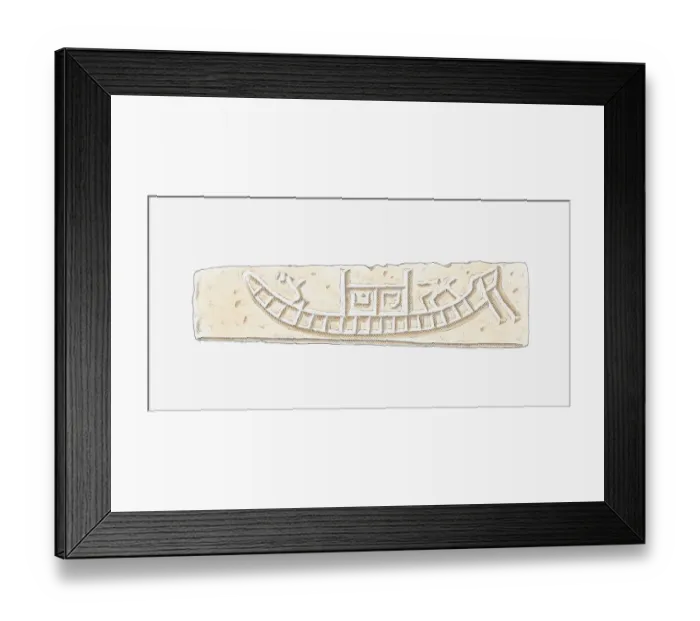 Framed Print : Illustration of terracotta amulet showing a trading ship, Mohenjo-Daro, Indus Valley
