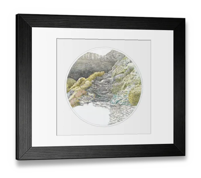 Framed Print : Illustration of footpath up the side of a mountain Framed Print : Illustration of footpath up the side of a mountain
