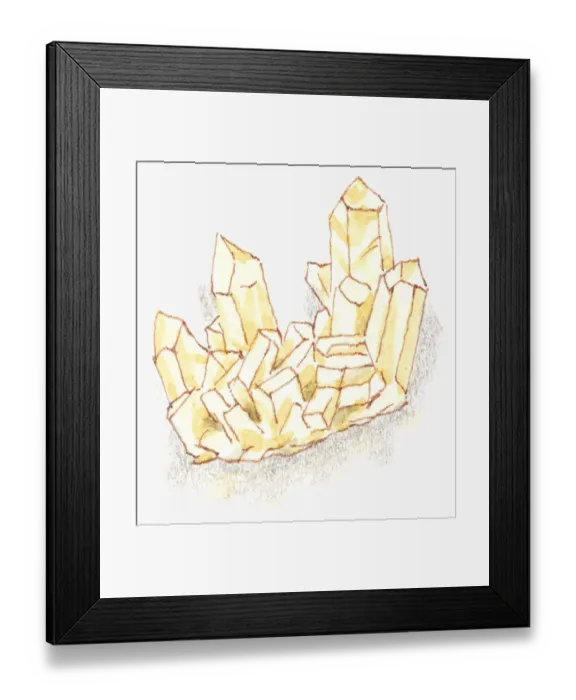 Framed Print : Illustration of quartz crystal Framed Print : Illustration of quartz crystal