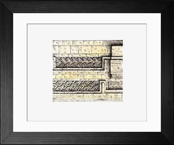 Framed Print : Illustration of Mixtec stonework, Mitla, Mexico, BC Framed Print : Illustration of Mixtec stonework, Mitla, Mexico, BC