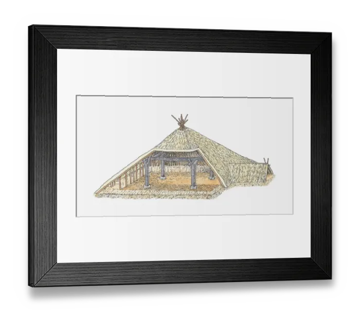 Framed Print : Illustration of meeting house, Banpo, China, BC Framed Print : Illustration of meeting house, Banpo, China, BC